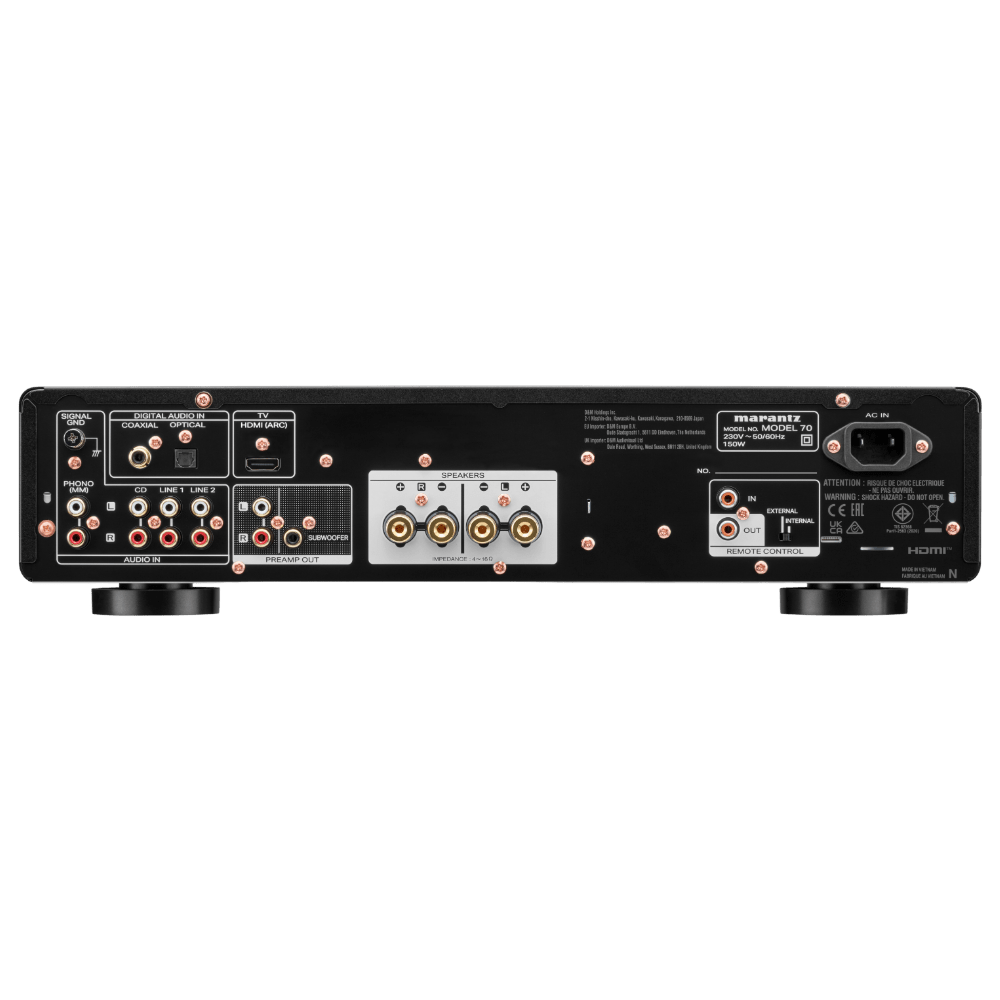 Marantz Model 70 Integrated Amplifier in Black, back of amplifier