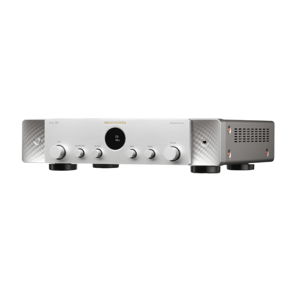 Marantz Model 70 Integrated Amplifier in Silver/Gold, angled to the left