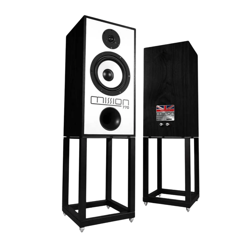 Mission 770 Speakers in Black Oak with StandsBookshelf SpeakersMissionVinyl Revival