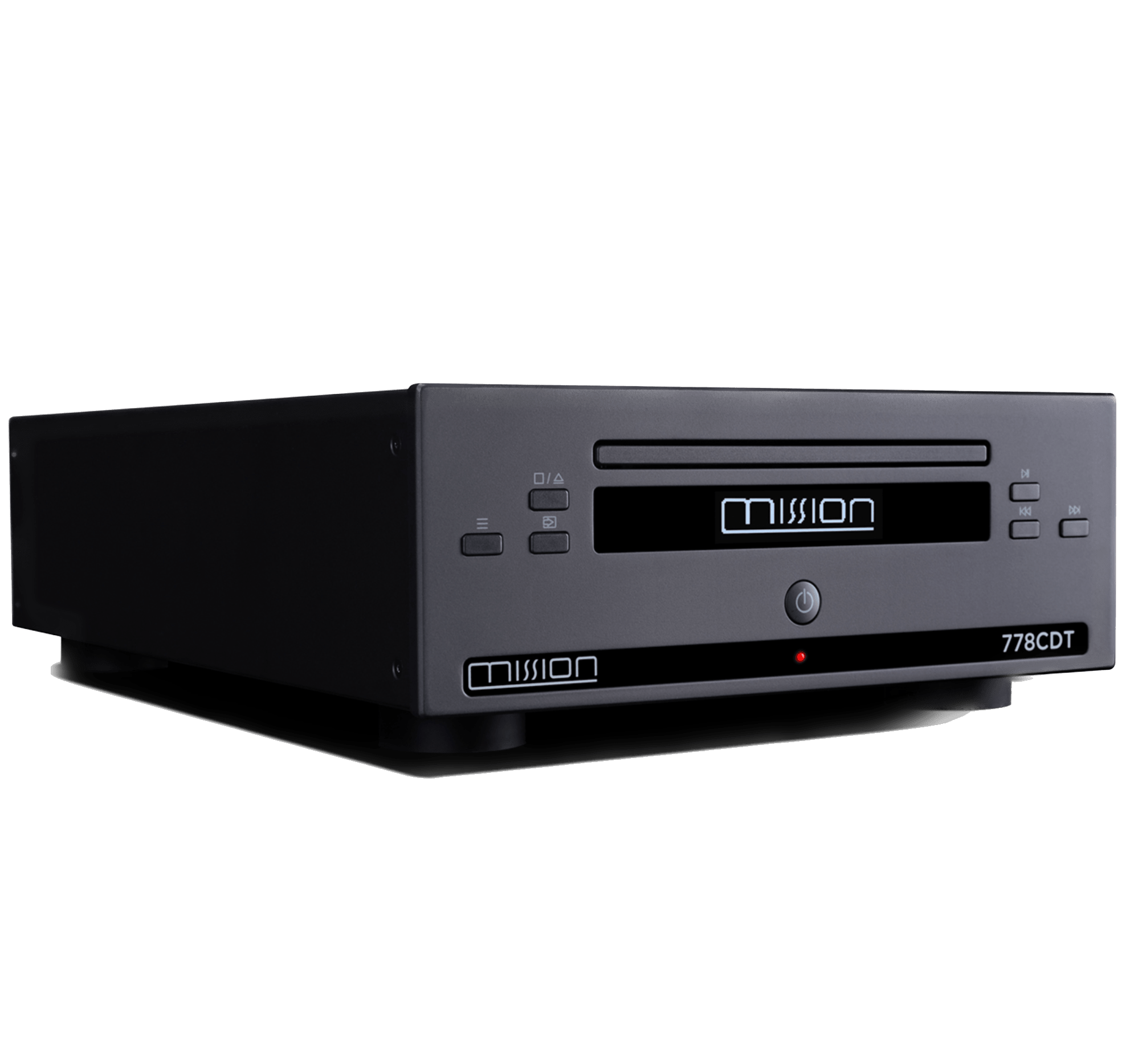Mission 778CDT CD Transport in Black, angled to the right