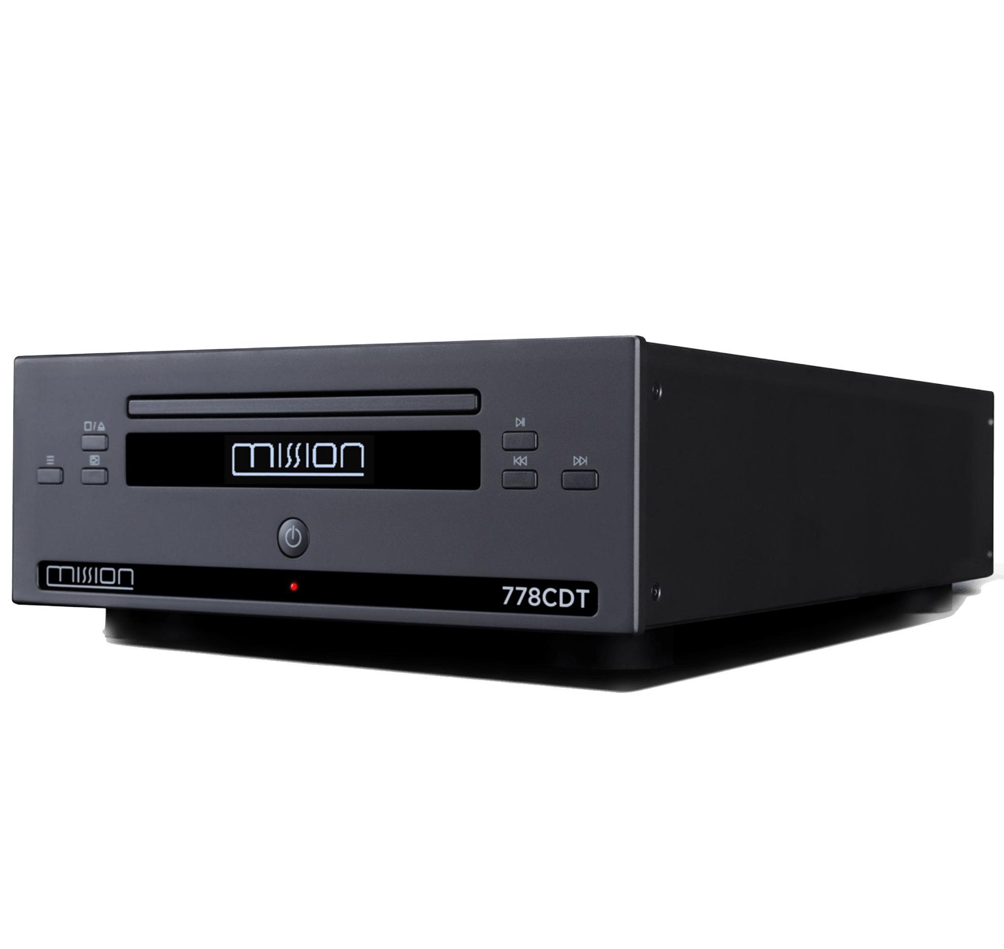 Mission 778CDT CD Transport in Black, angled to the left