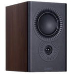 Mission LX-3 MKII Speakers in Walnut, angled without grille