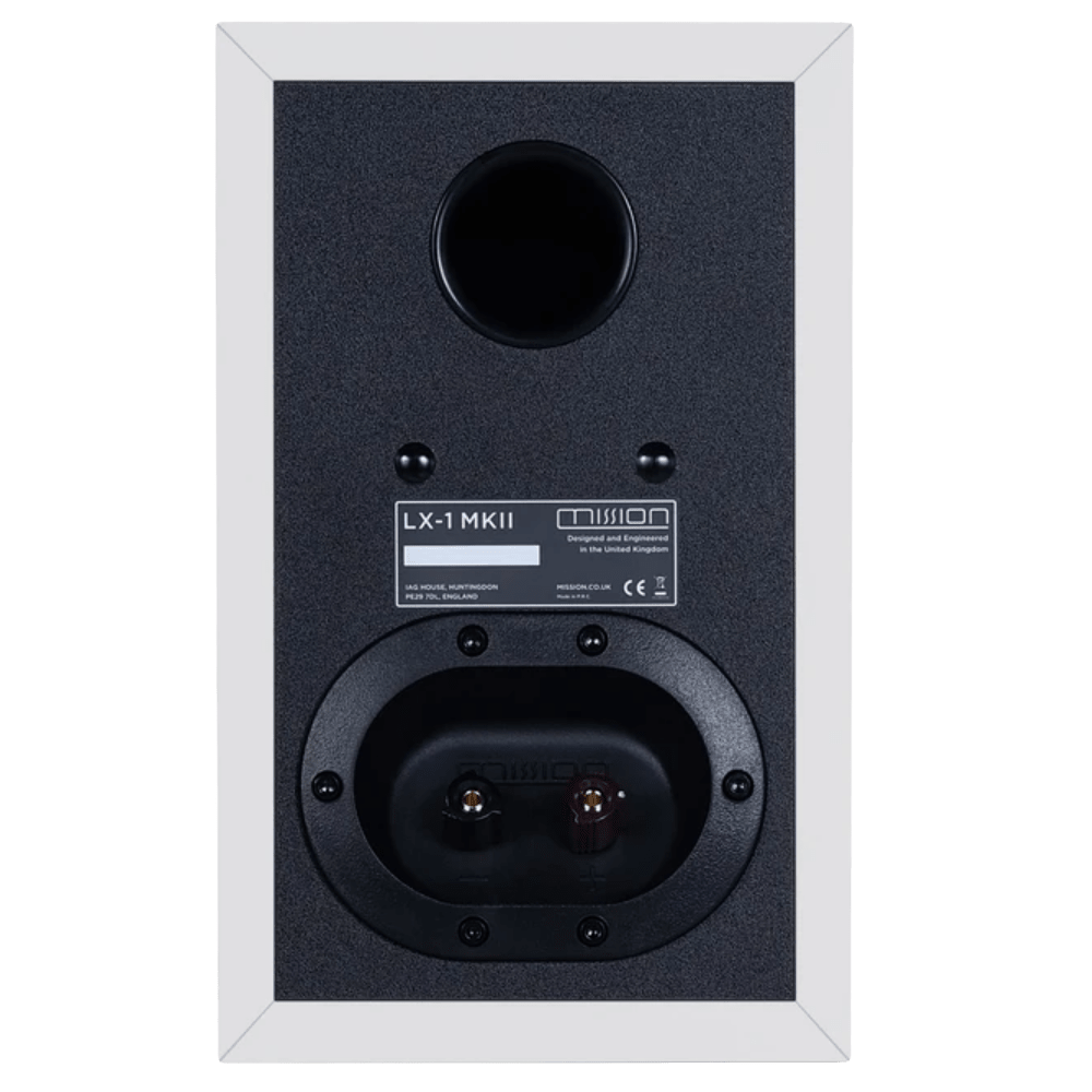 Mission LX1- MKII Speakers in Lux White Matte, rear of speaker