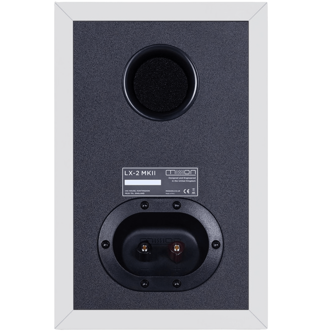  Mission LX-2 MK II Bookshelf Speakers in Lux White Matte, rear of speaker
