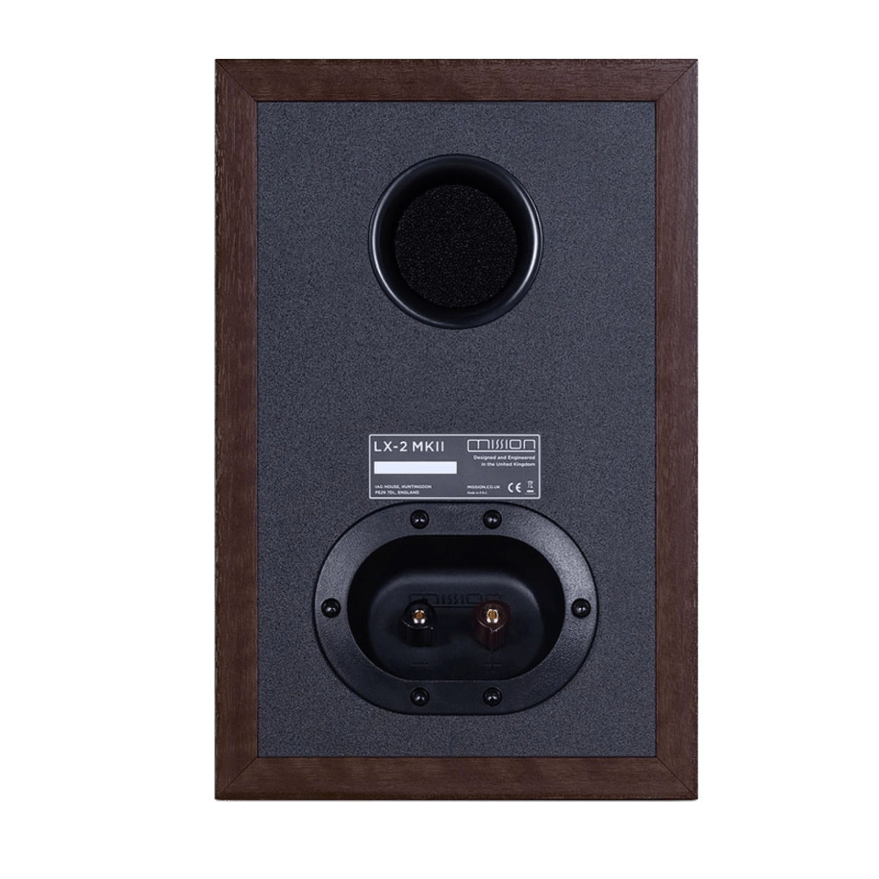 Mission LX-2 MK II Bookshelf Speakers in Walnut, rear of speaker