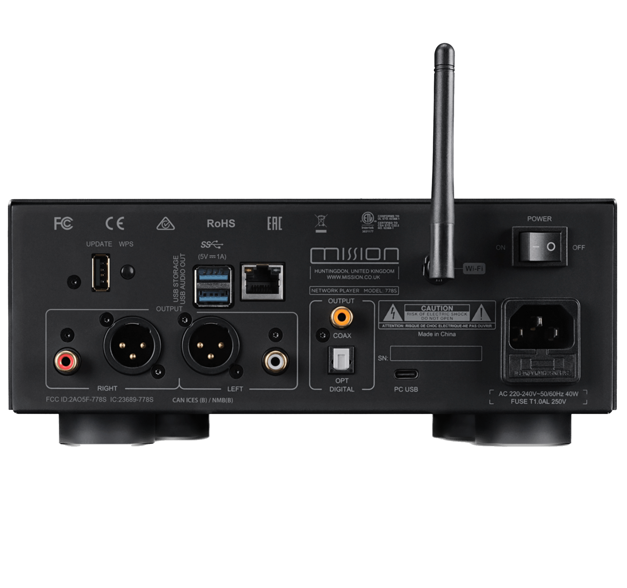 Mission 778S Wireless Music Streamer in Black, back