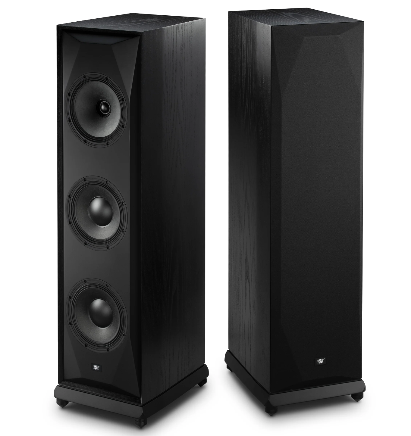 Mobile Fidelity SourcePoint 888 Floorstanding Speakers Pair in black. One with, the other without grille.