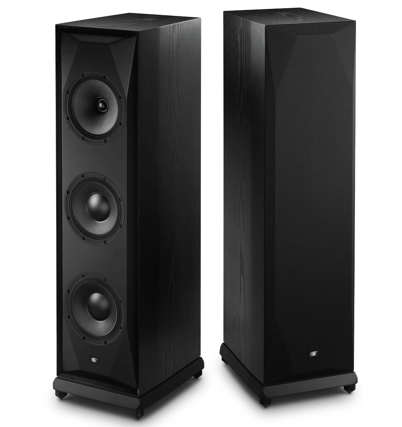 Mobile Fidelity SourcePoint 888 Floorstanding Speakers Pair in black. One with, the other without grille.
