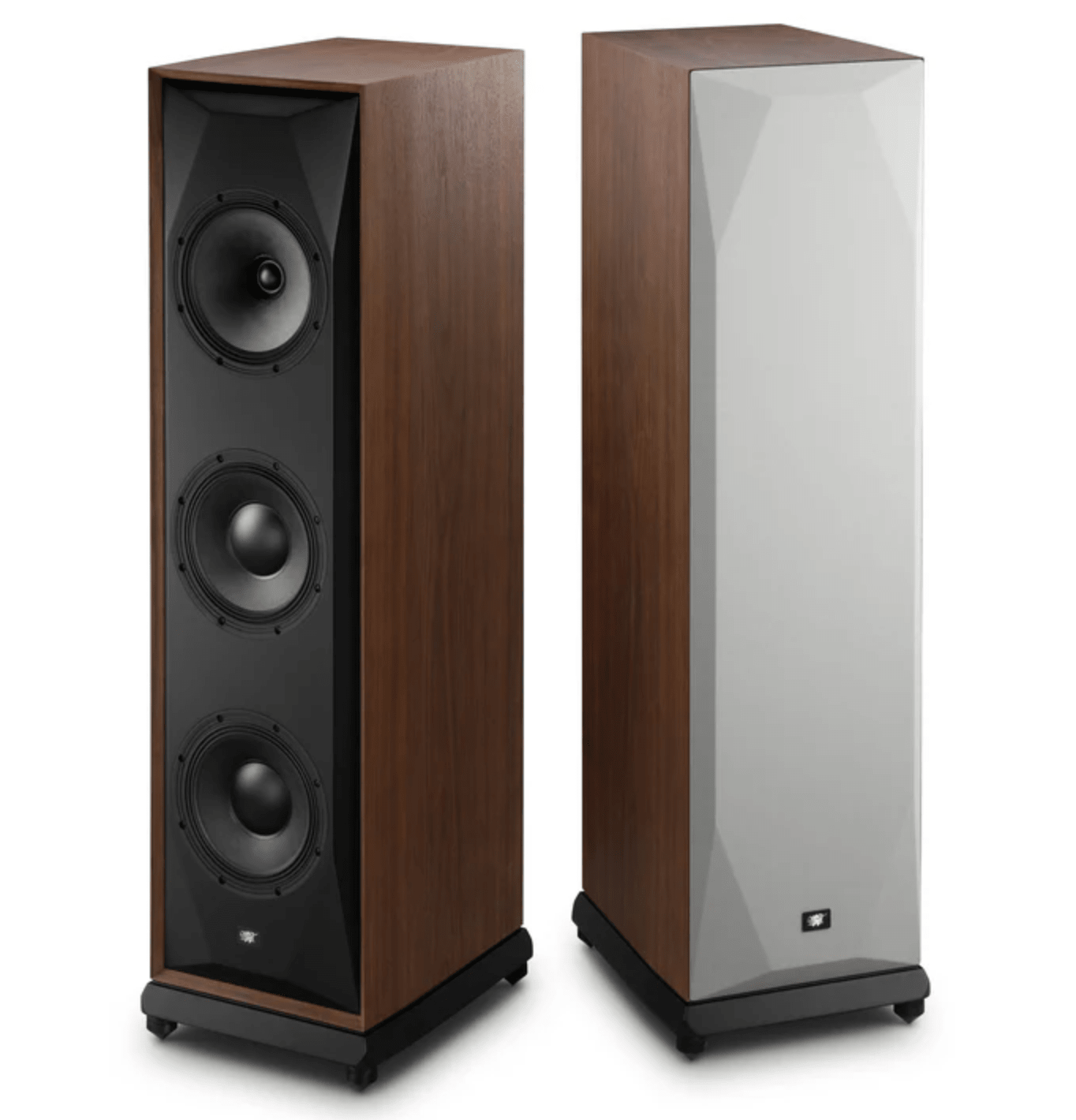 Mobile Fidelity SourcePoint 888 Floorstanding Speakers Pair in walnut.  One with, the other without grille.