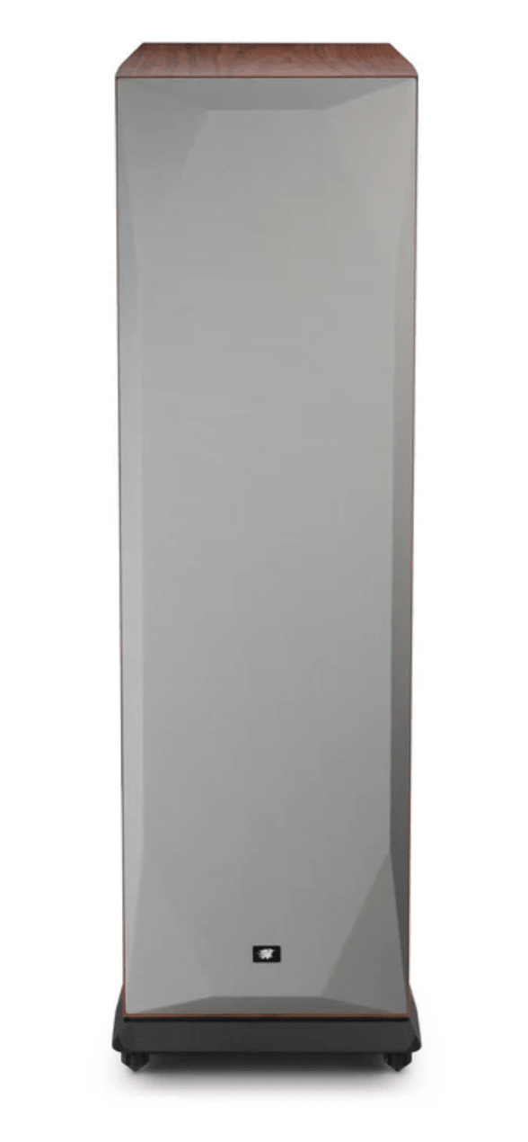 MoFi Electronics SourcePoint V10 Master Edition Floorstanding Speakers in Satin Walnut, Individual speaker, with Grille