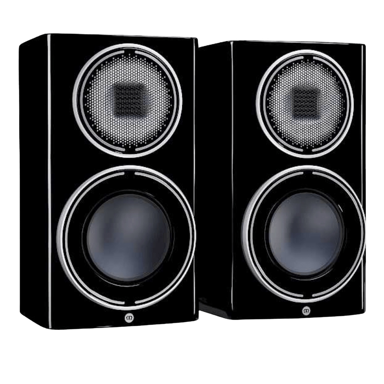 Monitor Audio Platinum 100 3G Bookshelf Speakers, pair shown in Piano Black