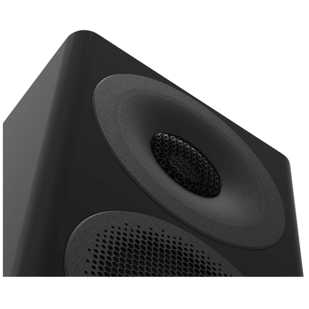 Monitor Audio Radius 3 (4G) Bookshelf Speaker in High Gloss Black, tweeter closeup