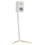 Monitor Audio Radius Floor Stand (4G) Speaker Stands in White, individual stand, with Radius 3 (4G) Speaker mounted