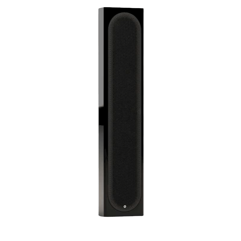 Monitor Audio Radius On-Wall 4G Speaker in black, placed vertically