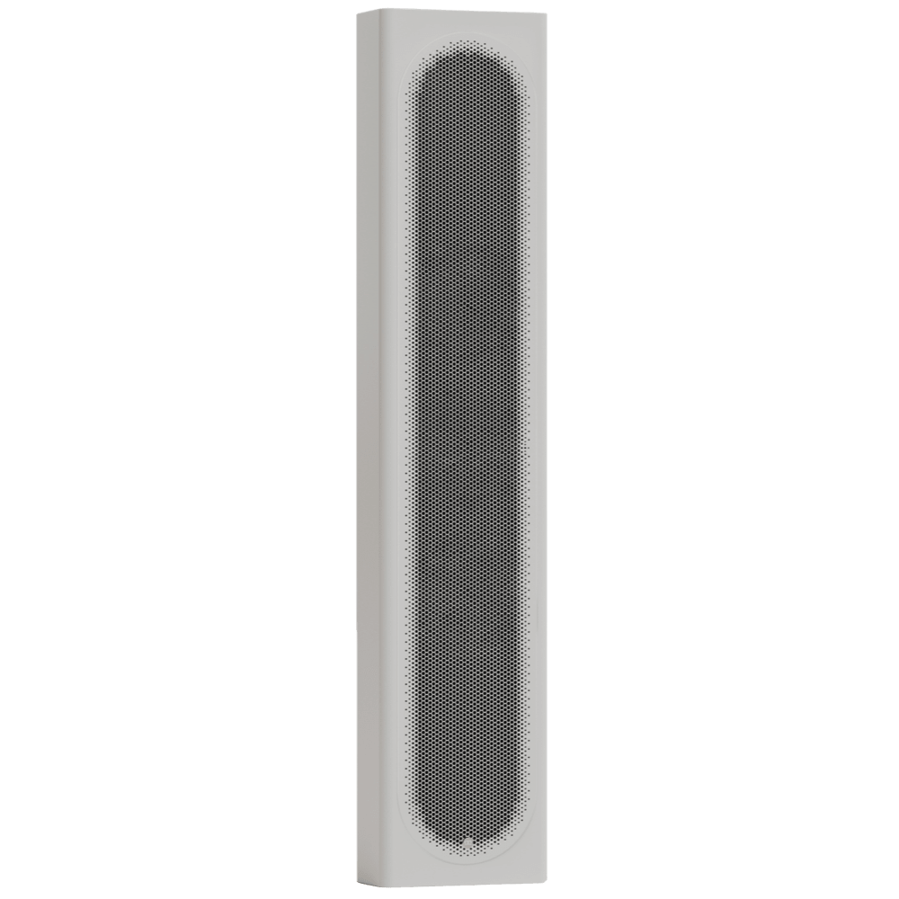 Monitor Audio Radius On-Wall 4G Speaker in white, placed vertically