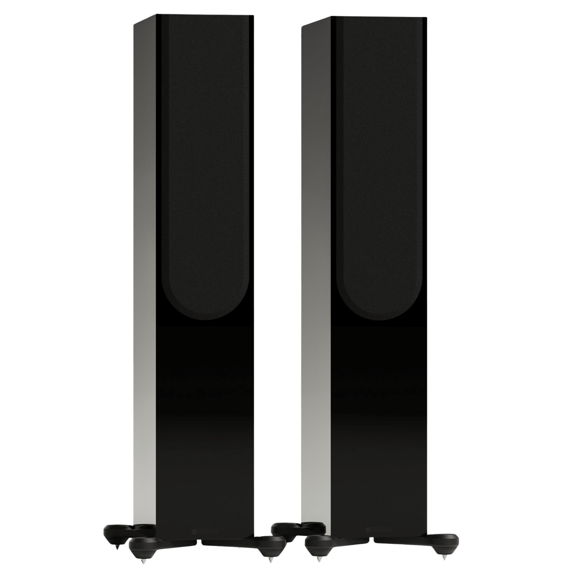 Monitor Audio Silver 300 8G Floorstanding Speakers show in High Gloss Black with Grilles