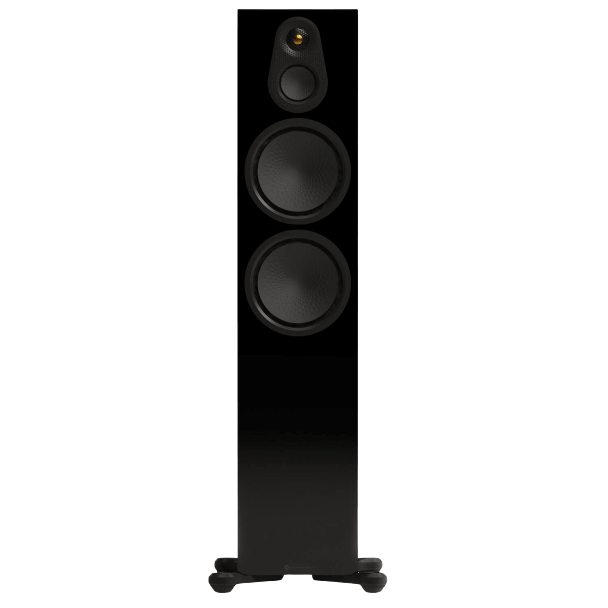 Monitor Audio Silver 500 8G Floorstanding Speakers in High Gloss Black.  Individual Speaker shown, front on without grille