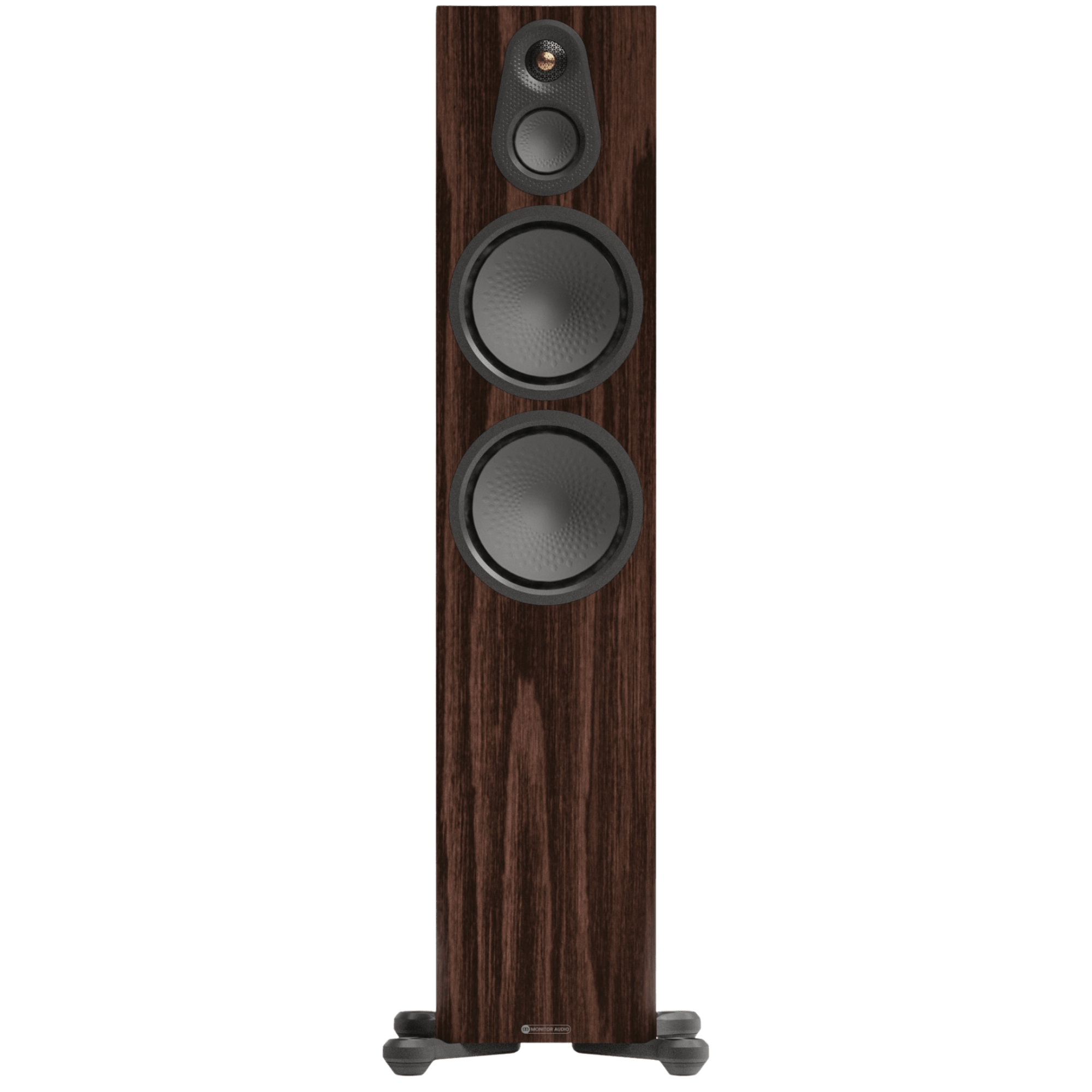 Monitor Audio Silver 500 8G Floorstanding Speakers in European Walnut, front without grilles