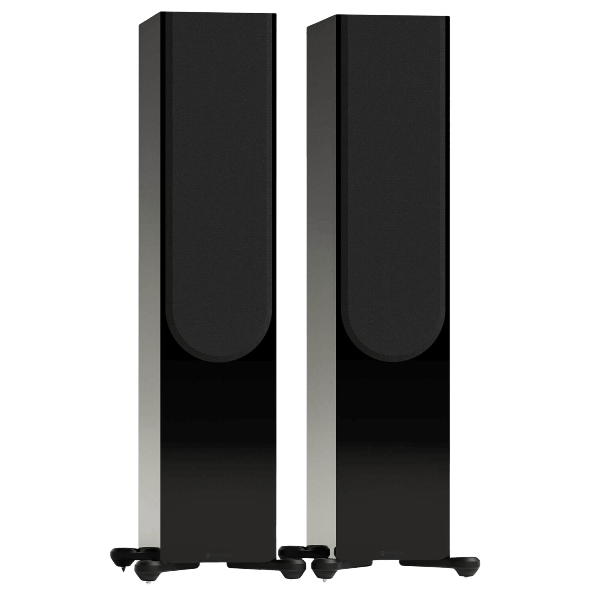 Monitor Audio Silver 500 8G Floorstanding Speakers in High Gloss Black, front with grilles