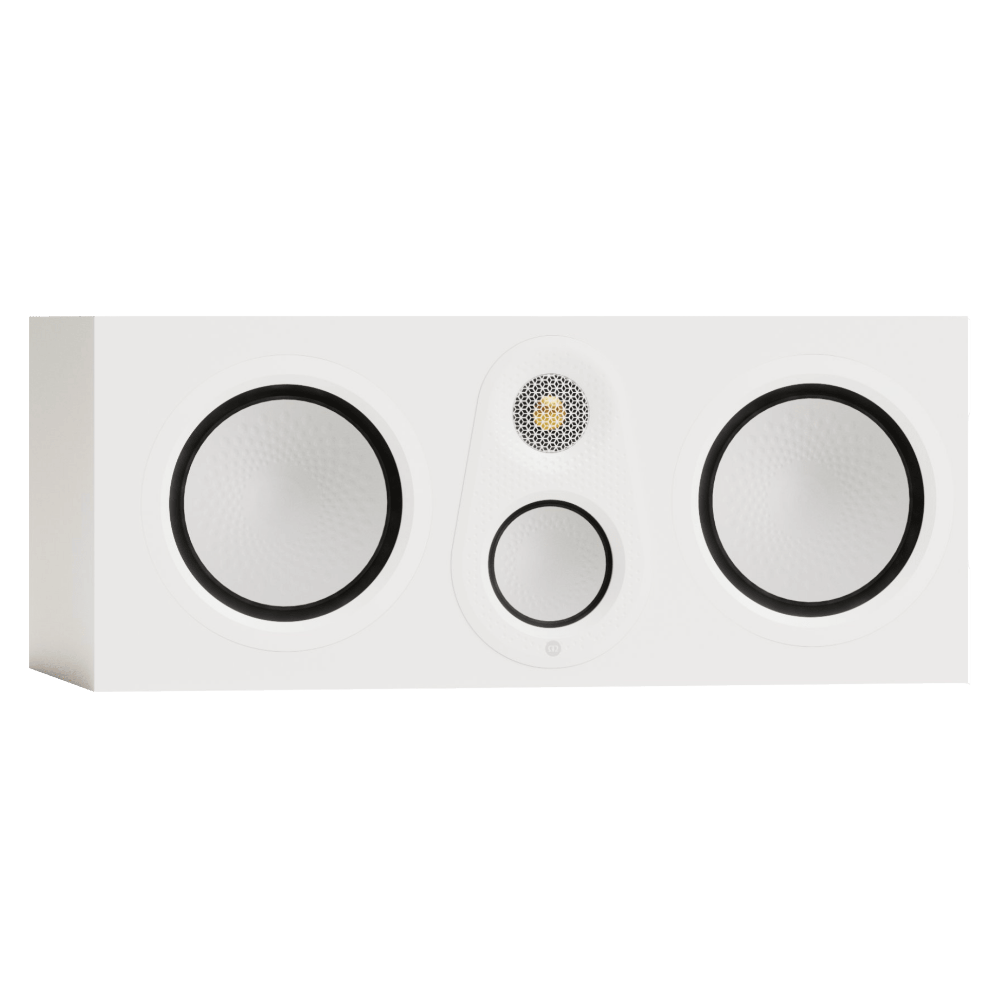 Monitor Audio Silver Centre 8G Speaker, angled in Satin White and without Grille