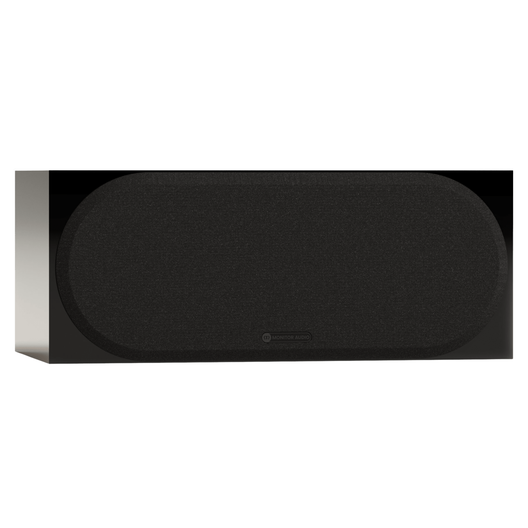 Monitor Audio Silver Centre 8G Speaker, angled in High Gloss Black with Grille