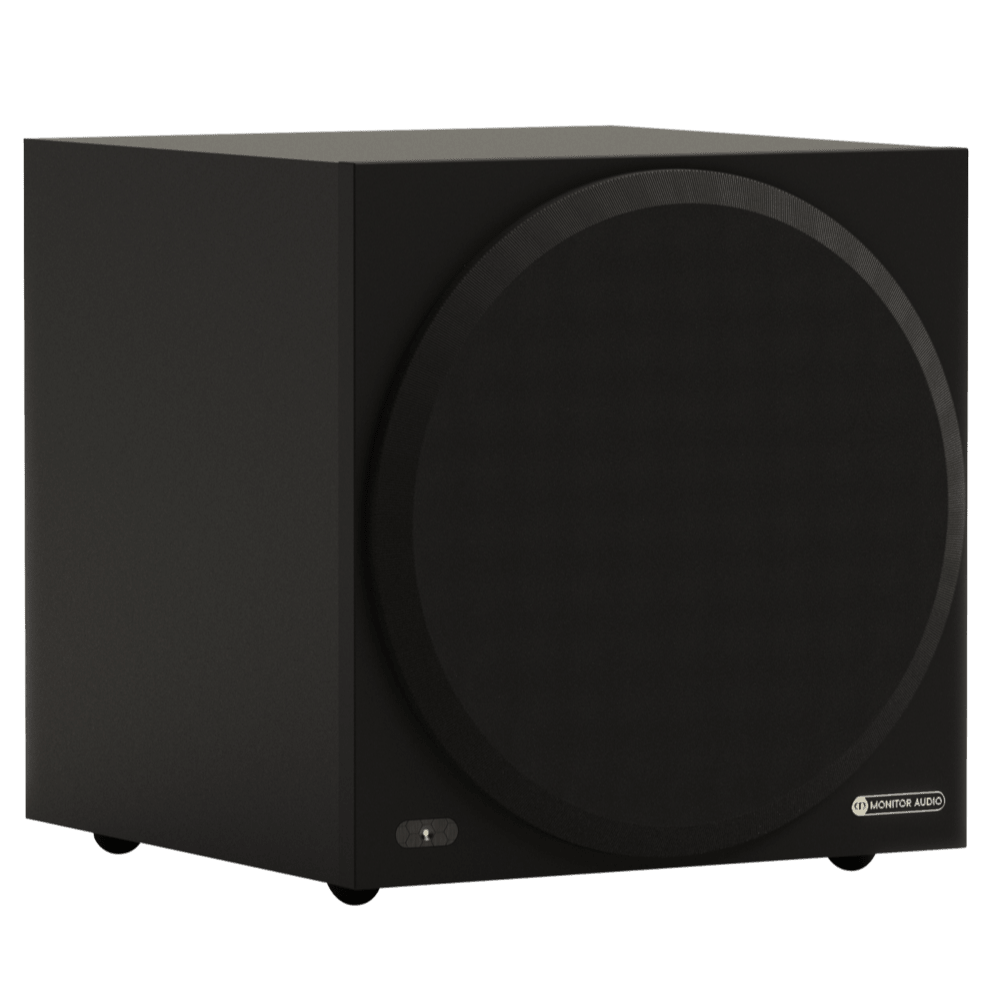 Monitor Audio Vestra W10 Subwoofer in Matt Black, angled view