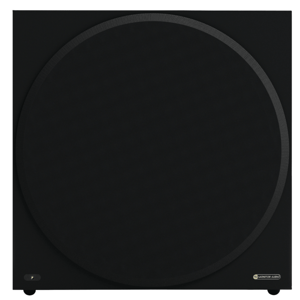 Monitor Audio Vestra W15 Subwoofer in Matte Black, front of subwoofer