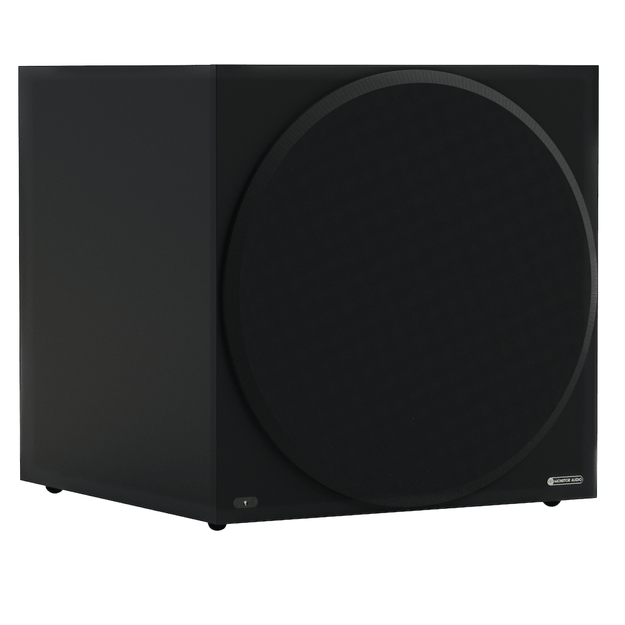 Monitor Audio Vestra W15 Subwoofer in Matte Black, angled view
