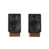 Onkyo GX-10DB Powered Speakers in Black pair.  Front view without grille