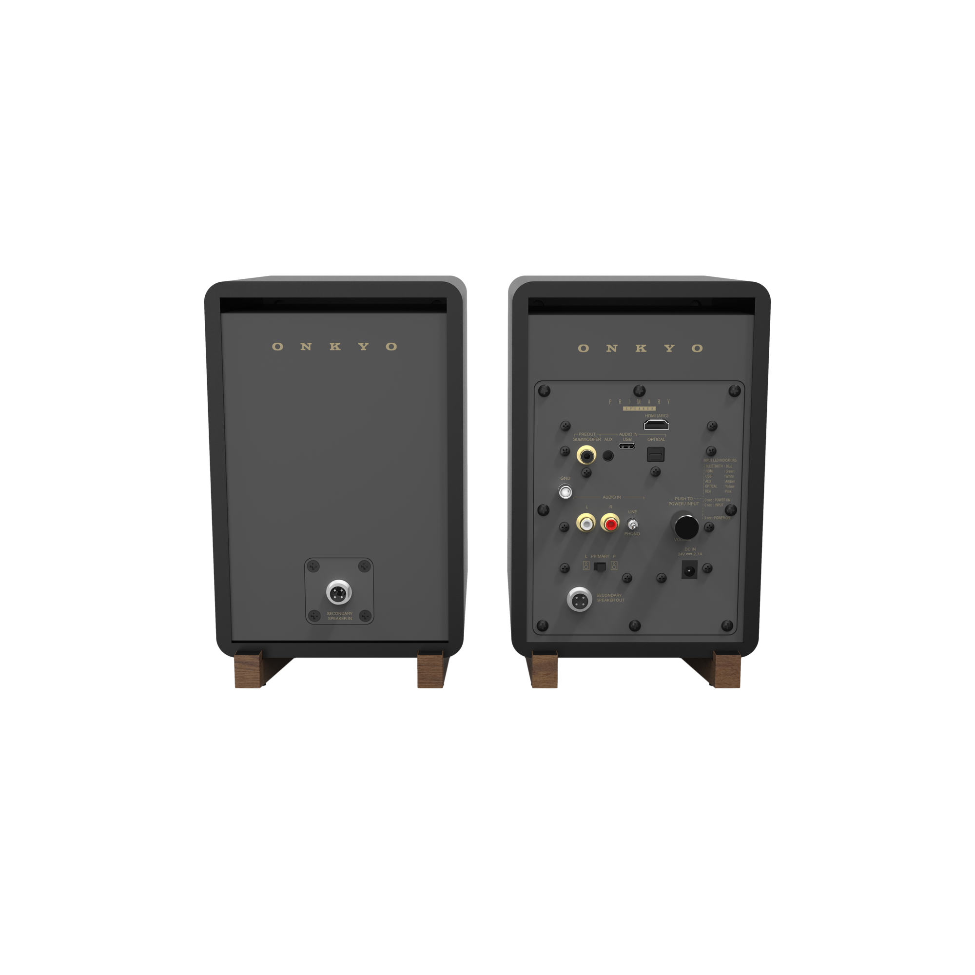 Onkyo GX-30ARC Powered Speakers in Black pair.  Rear