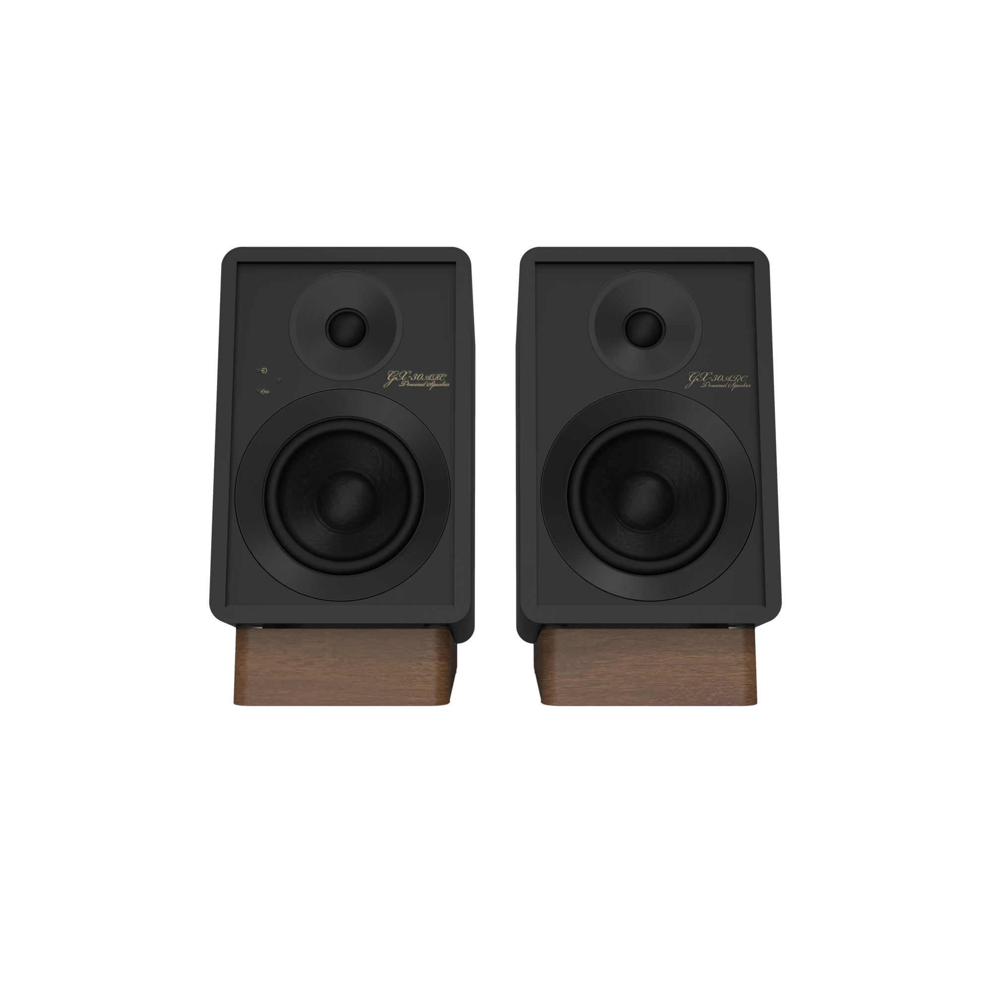 Onkyo GX-30ARC Powered Speakers in Black pair.  front no Grille