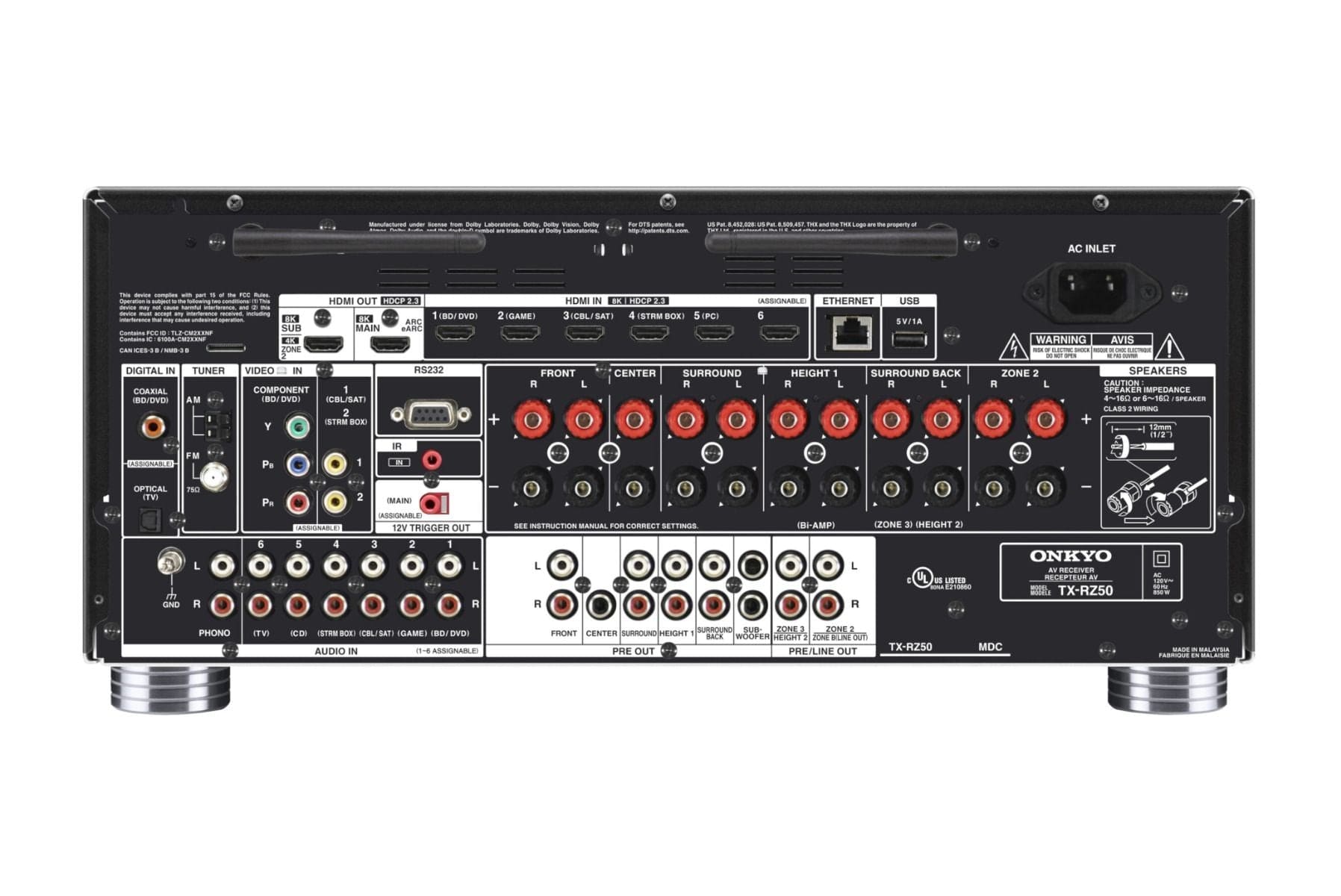 Onkyo AV Receivers Onkyo - TX-RZ50 9.2-Channel THX Certified AV Receiver