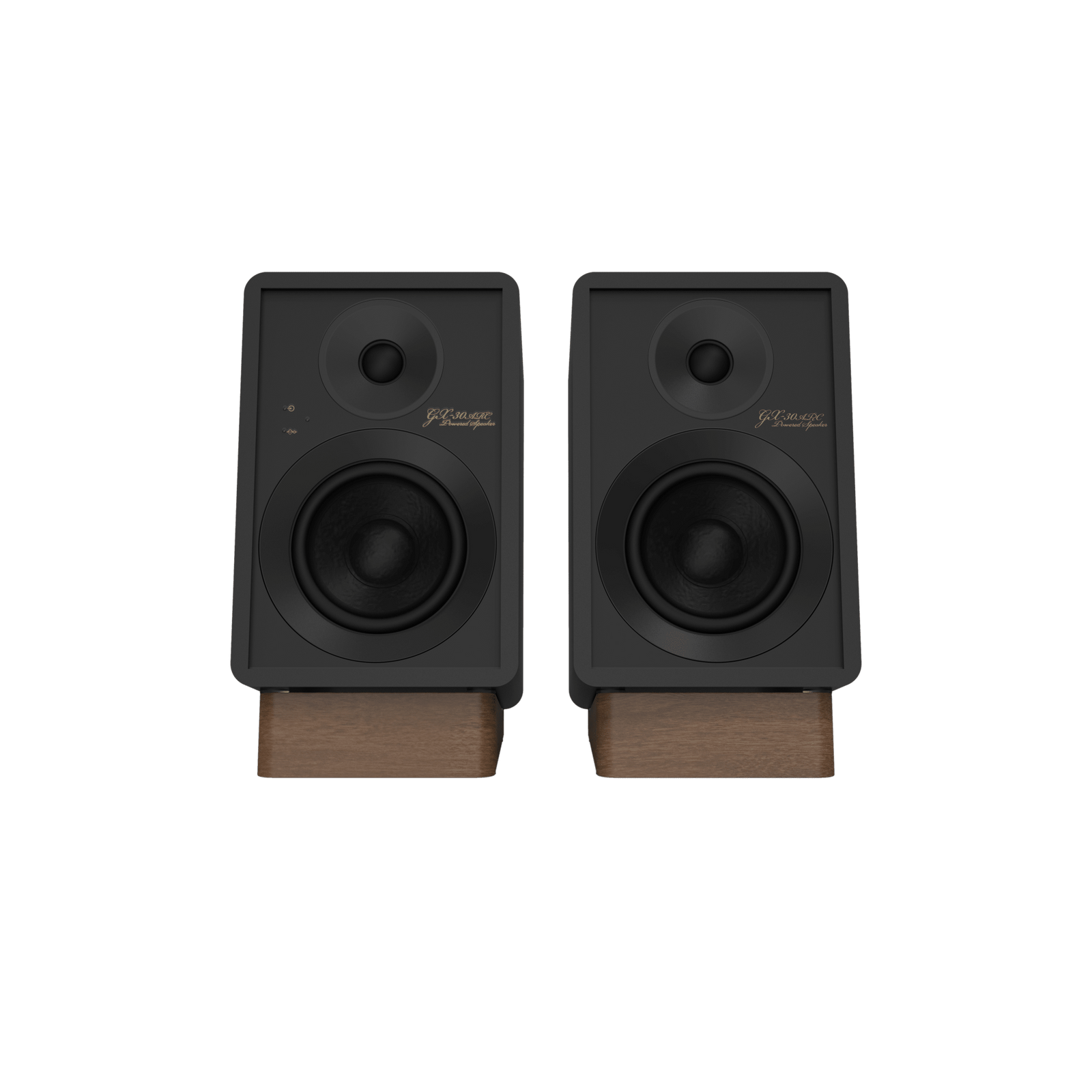 Onkyo GX-30ARC Powered Speakers in Black pair.  front no Grille
