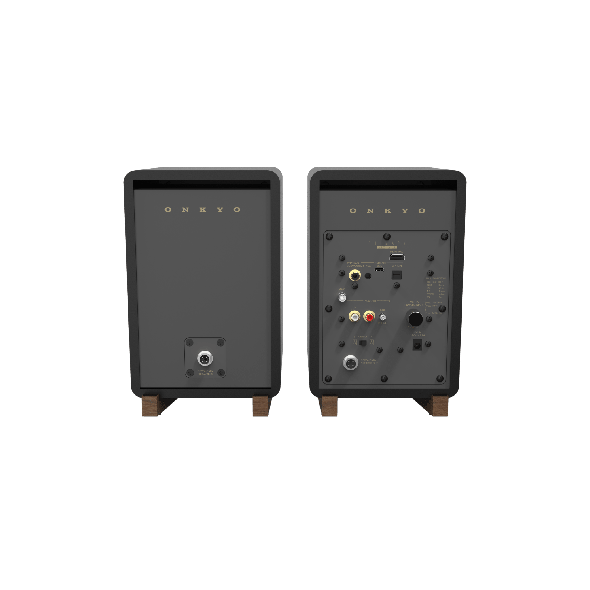 Onkyo GX-30ARC Powered Speakers in Black pair.  Rear