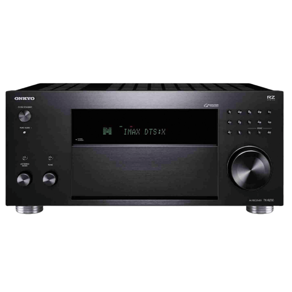 Onkyo TX-NR7100 9.2ch Atmos AV Receiver, front with Imax on Screen