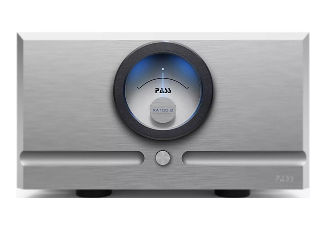 Pass Labs XA100.8 Class A Monoblock Amplifier in silver, front