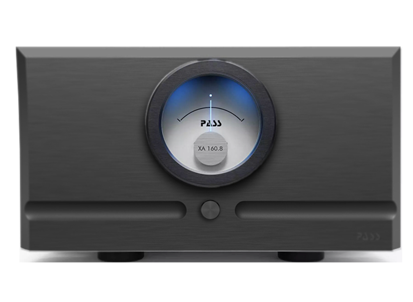 Pass Labs XA160.8 Monoblock Amplifier front in Black.  