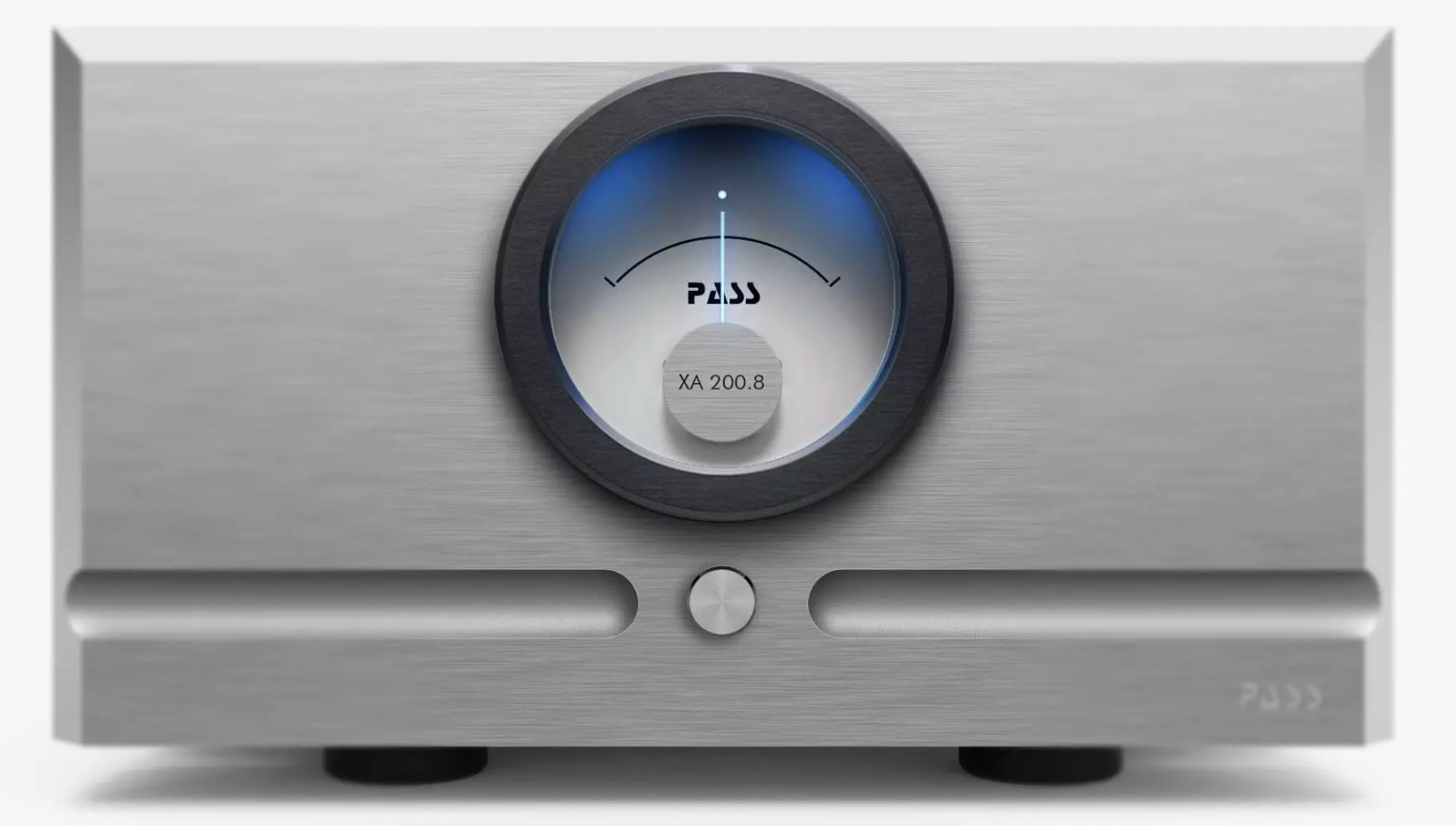Pass Labs XA200.8 Monoblock Amplifier in Silver. Comes as a pair, front view