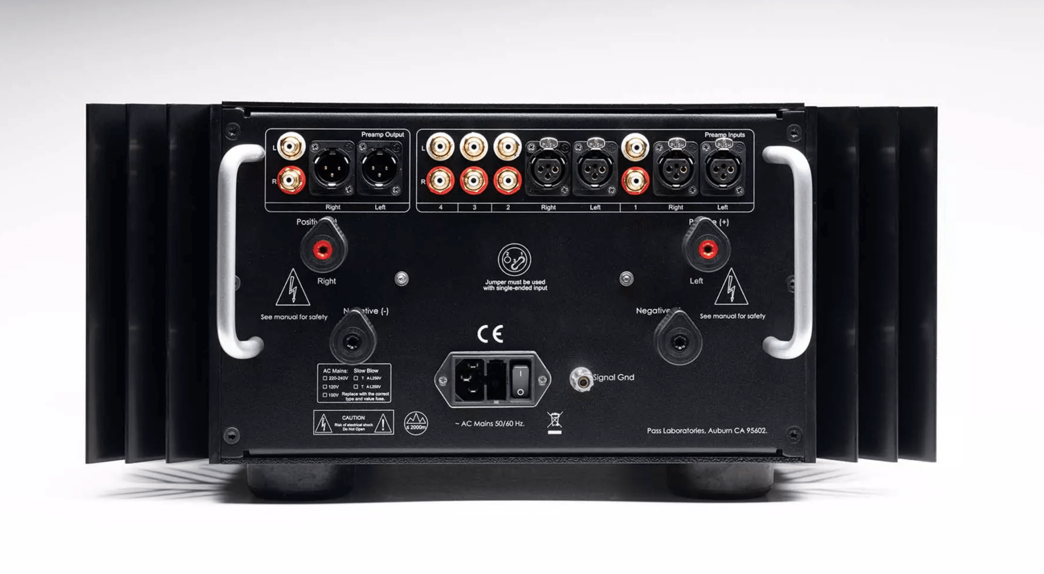 Pass Labs INT-250 Integrated Amplifier back of unit