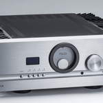 Pass Labs INT-60 Integrated Amplifier in silver, angled to the right