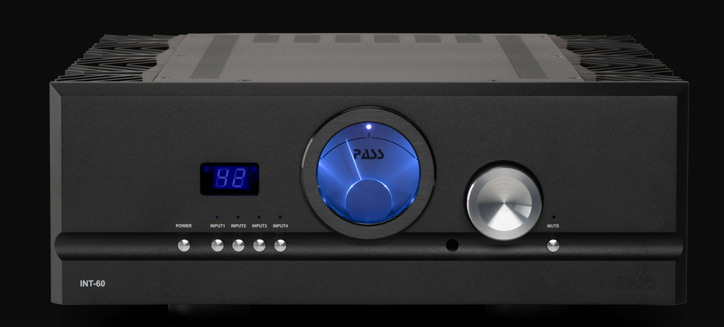 Pass Labs INT-60 Integrated Amplifier in black, front