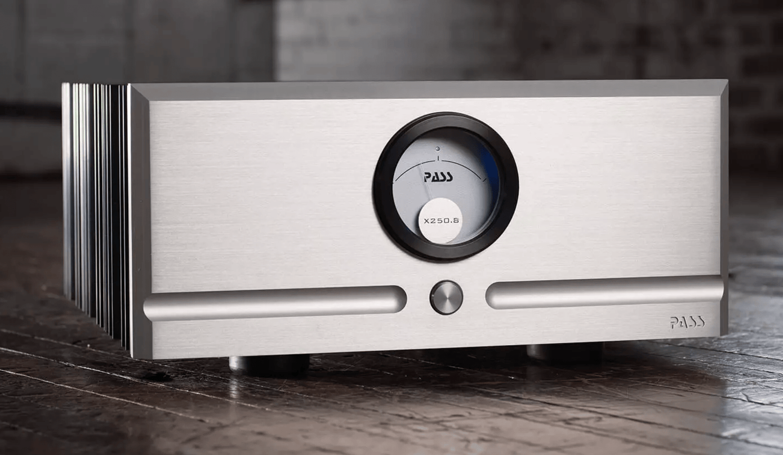 Pass Labs X250.8 Power Amplifier, Silver, front view