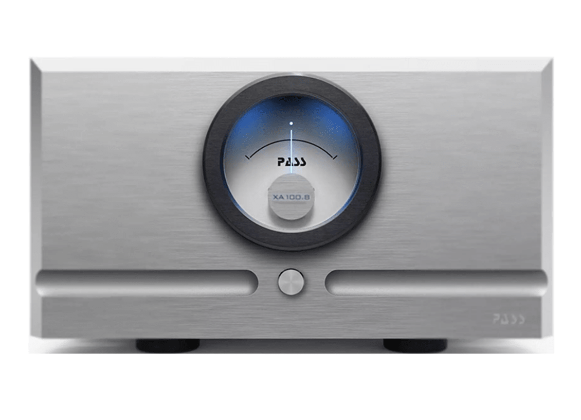 Pass Labs XA100.8 Class A Monoblock Amplifier in silver, front