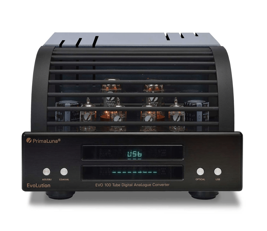 PrimaLuna EVO 100 Tube Digital Analog Converter in black with cover