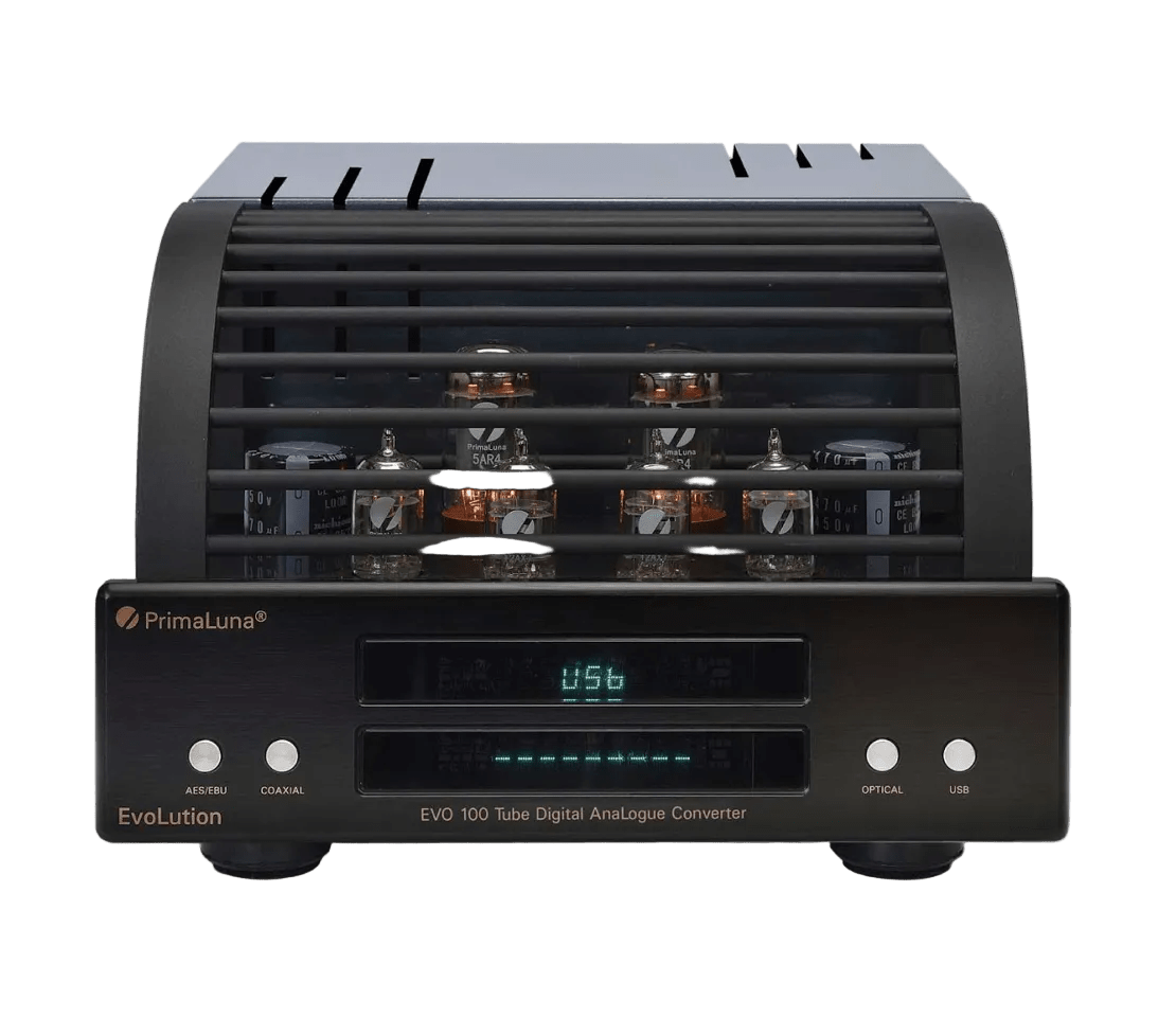 PrimaLuna EVO 100 Tube Digital Analog Converter in black with cover
