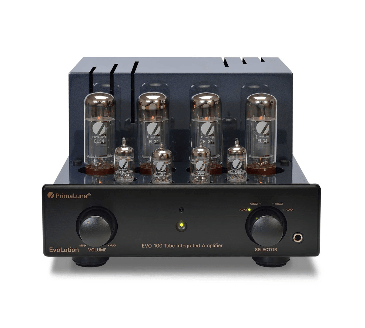 PrimaLuna EVO 100 Tube Integrated Amplifier in Black, no cover. Available with or without MM Phono Stage