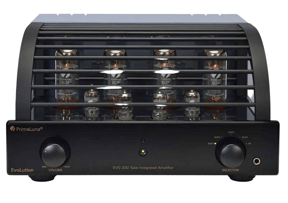 PrimaLuna EVO 200 Tube Integrated Amplifier in Black with cover