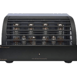 PrimaLuna EVO 200 Tube Power Amplifier, black front with grille
