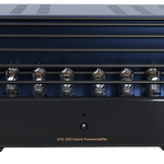 PrimaLuna EVO 300 Hybrid Power Amplifier in black, front with cage
