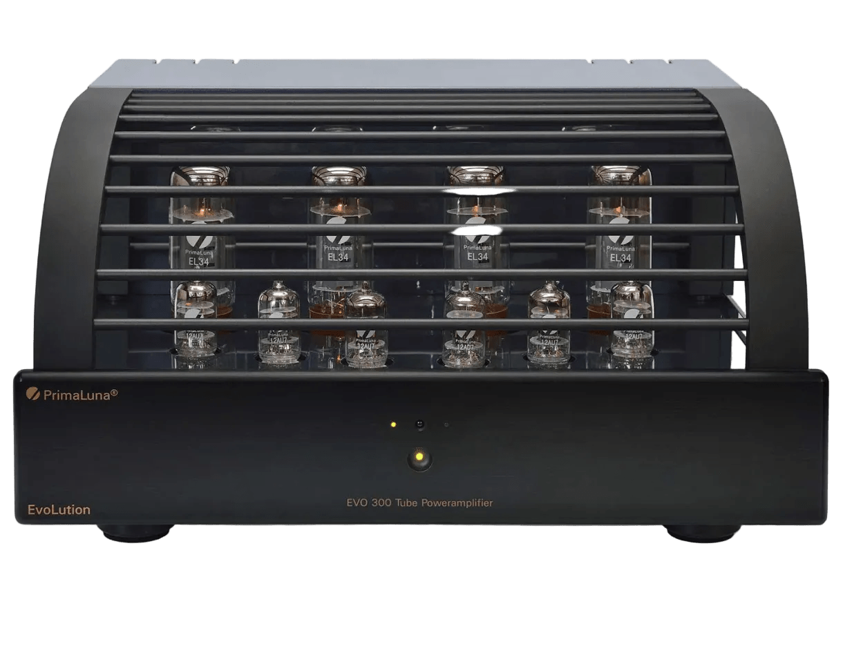 PrimaLuna EVO 300 Tube Power Amplifier in Black with cover